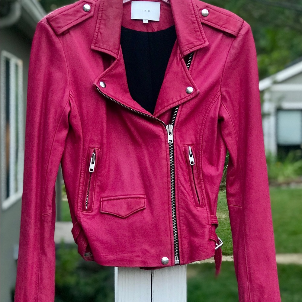 Iro distressed red leather jacket